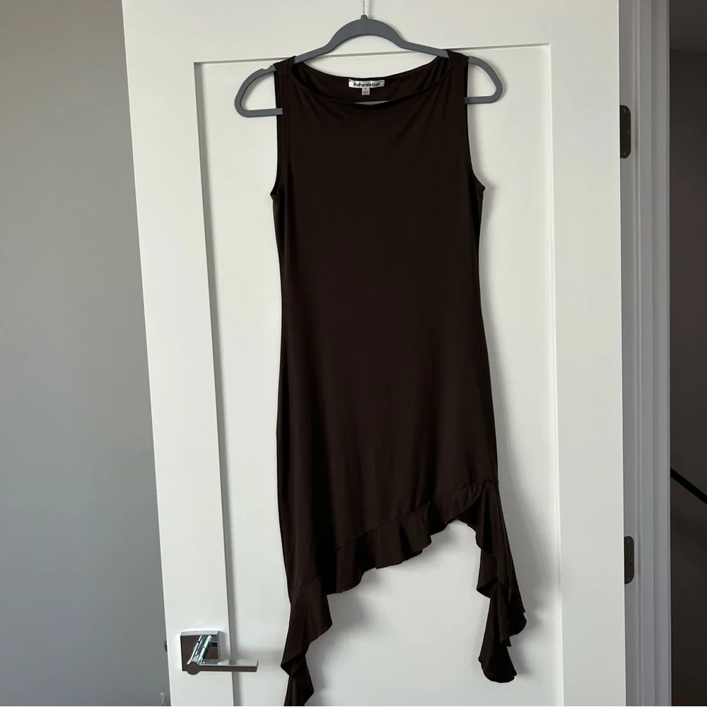 Reformation Quinley Knit Dress Brown Size Small - Picture 2 of 10